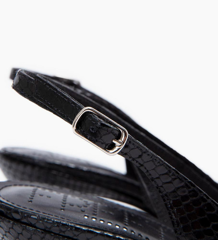 Sling-back pump with stiletto heel - Jamie 70 - Python-print leather - Black